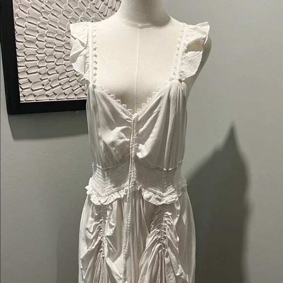 Elegant White Draped Women's Dress - Picture 2 of 5